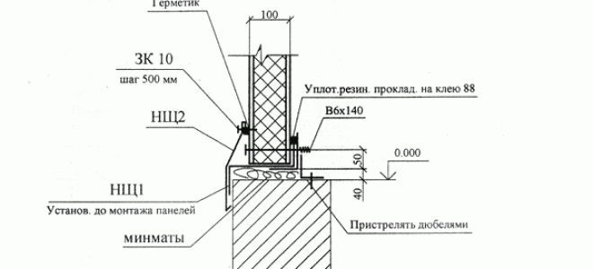 Цокольный узел: схема фундамента и пола подвала